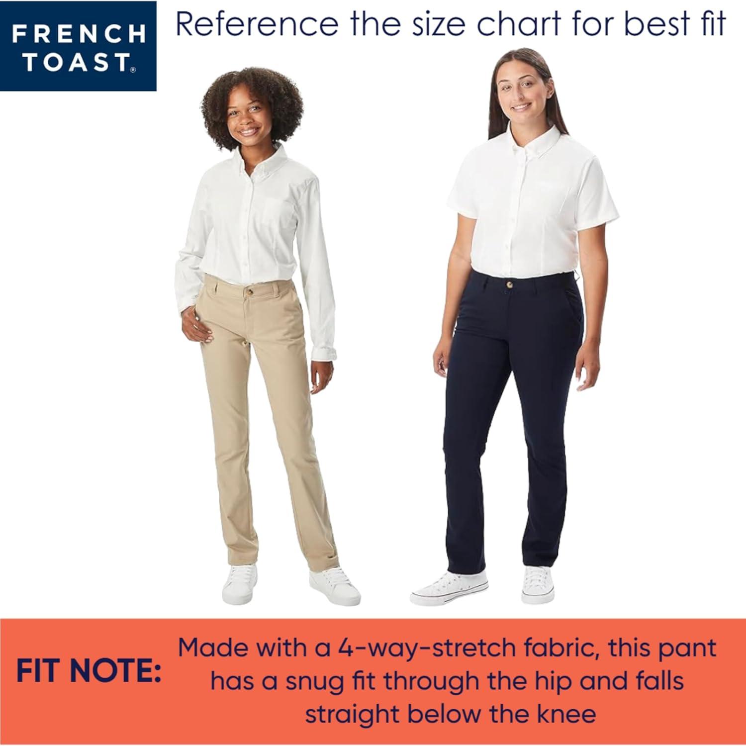 French Toast Womens’ Teen and Young Women’s Straight Fit Stretch Twill Pant(Khaki)
