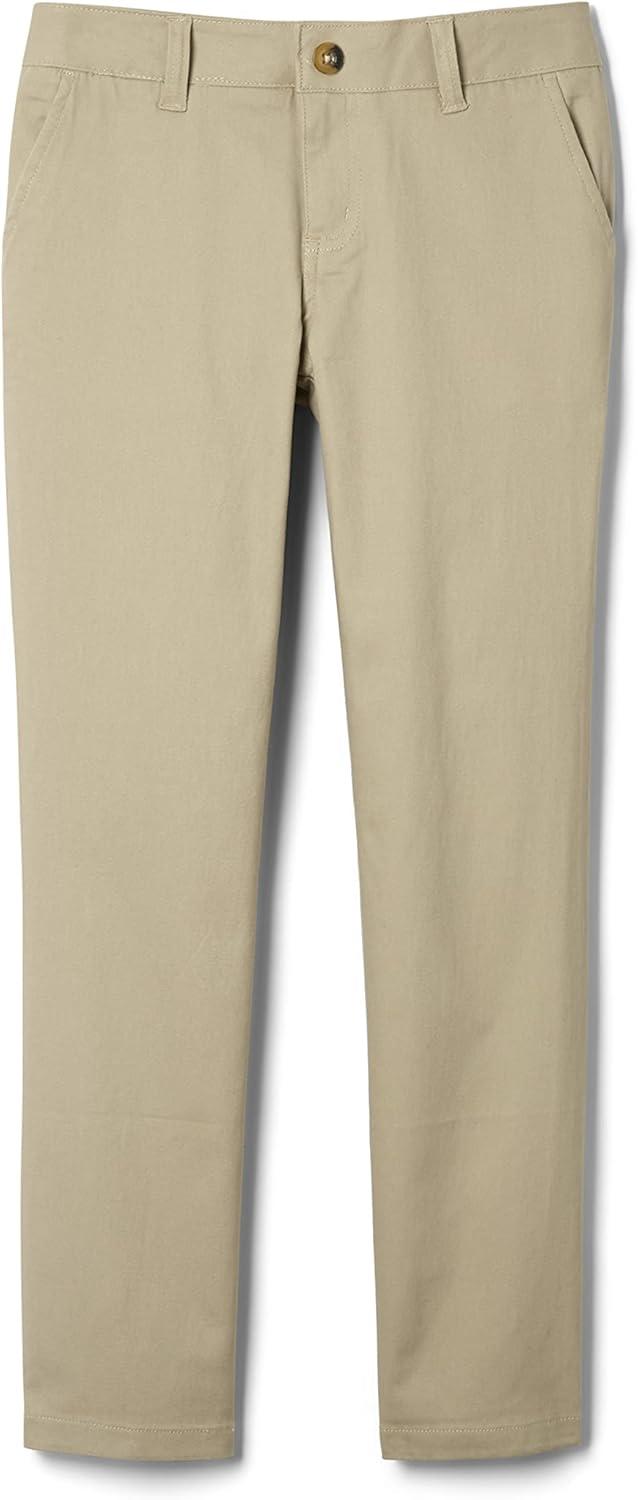 French Toast Womens’ Teen and Young Women’s Straight Fit Stretch Twill Pant(Khaki)