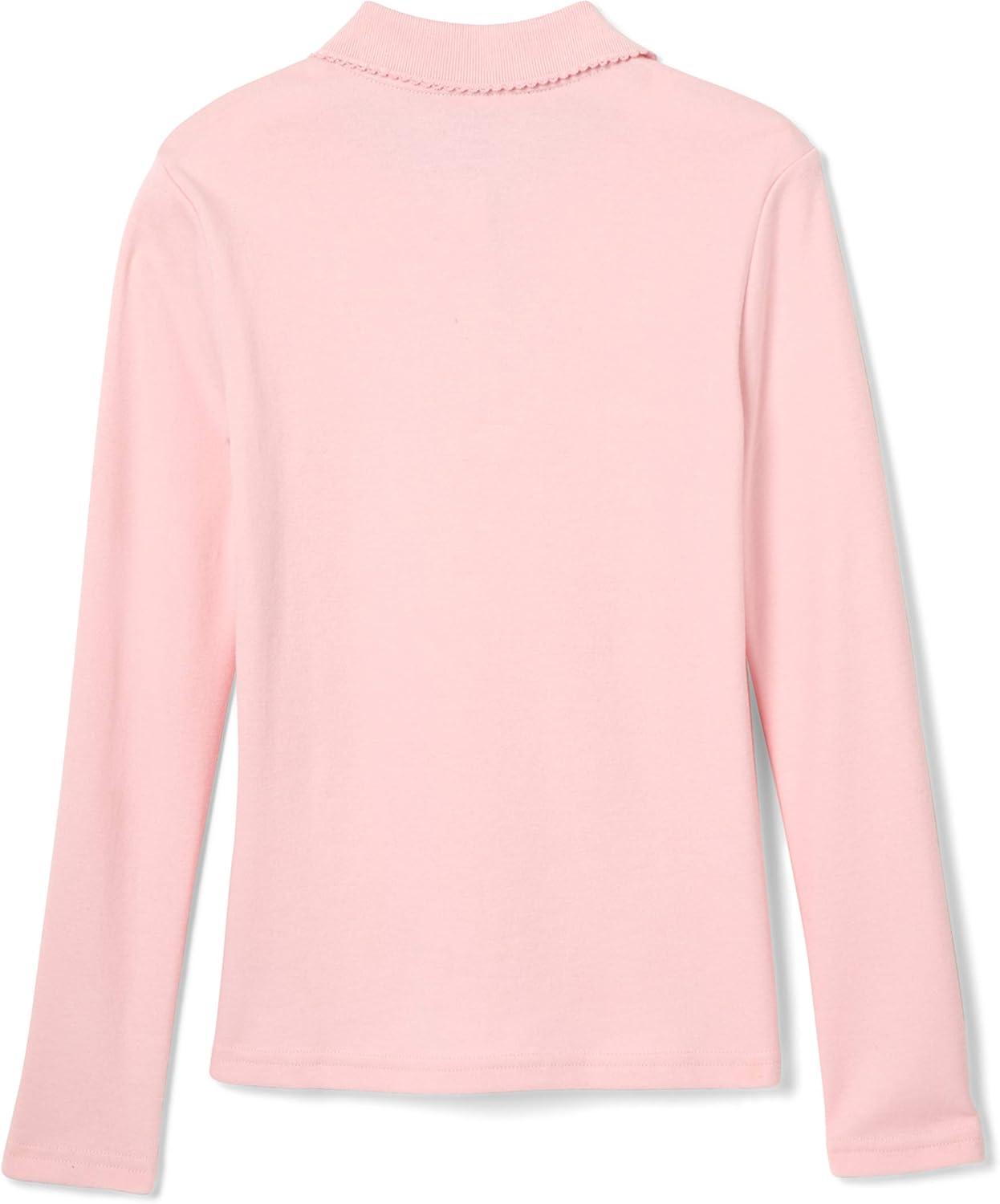French Toast Girls Plus Size’ Uniform Long Sleeve Polo with Picot Collar (Standard & Plus)(Pink)
