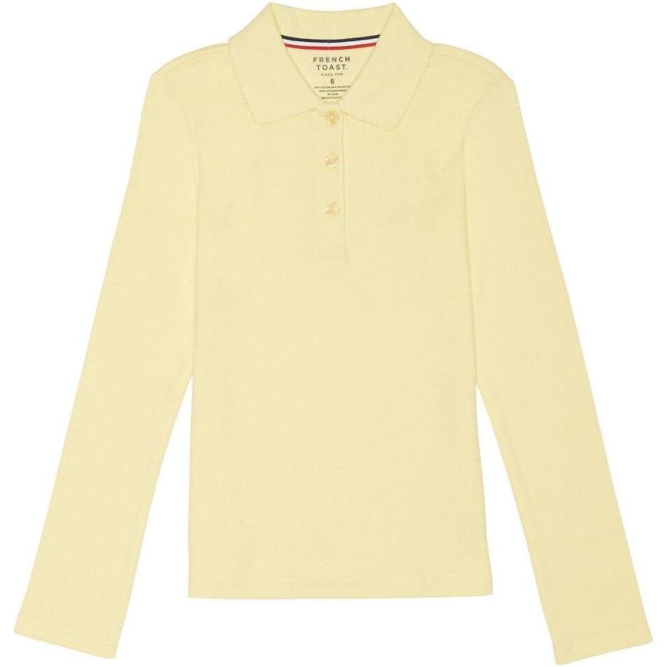 French Toast Girls Plus Size’ Uniform Long Sleeve Polo with Picot Collar (Standard & Plus)(Og Yellow)