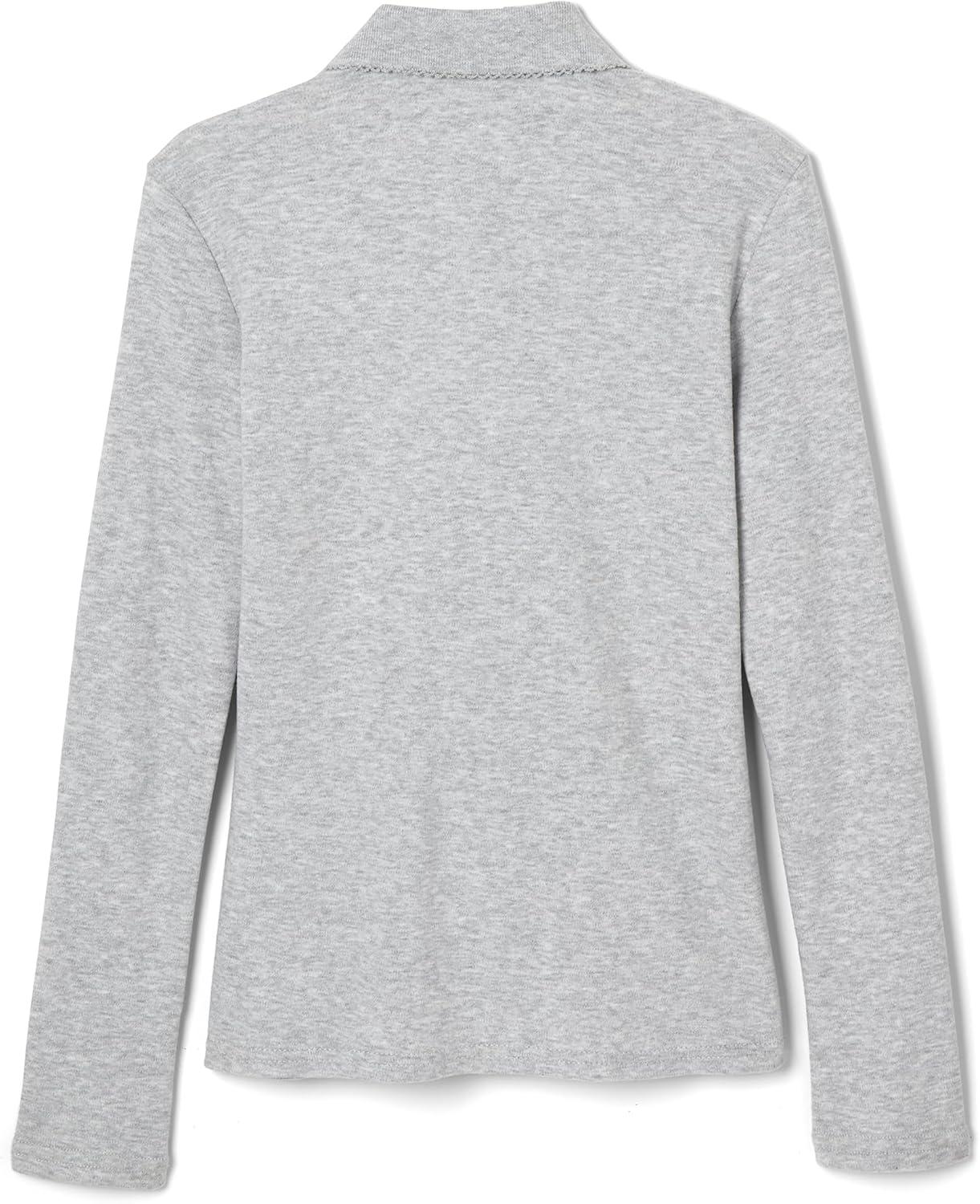 French Toast Girls Plus Size’ Uniform Long Sleeve Polo with Picot Collar (Standard & Plus)(Og Grey)