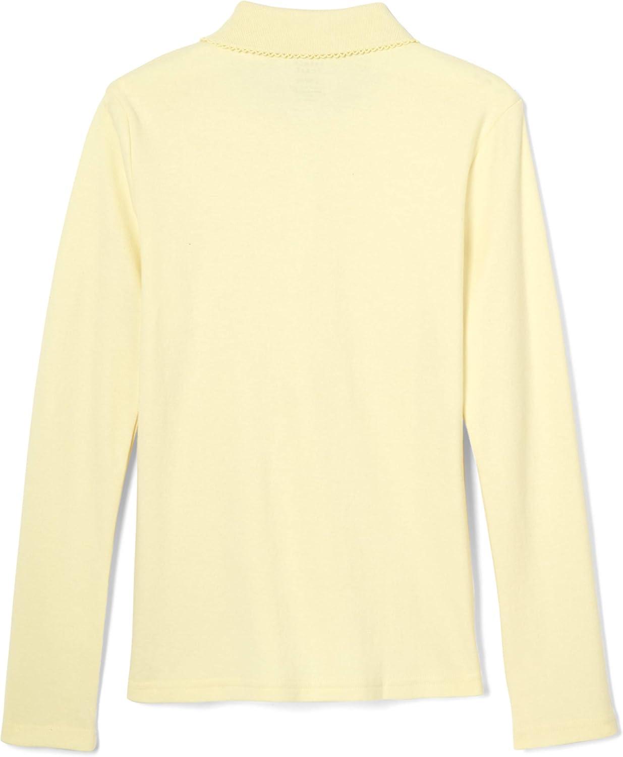 French Toast Girls Plus Size’ Uniform Long Sleeve Polo with Picot Collar (Standard & Plus)(Yellow)