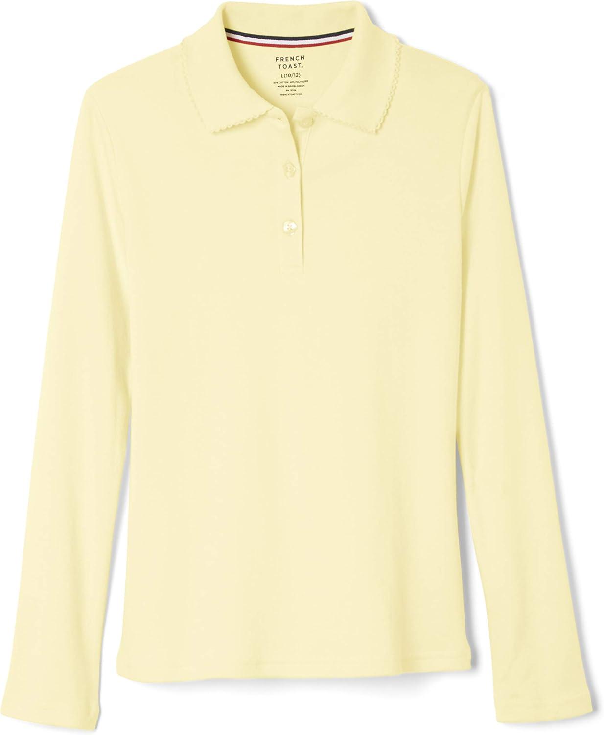 French Toast Girls Plus Size’ Uniform Long Sleeve Polo with Picot Collar (Standard & Plus)(Yellow)