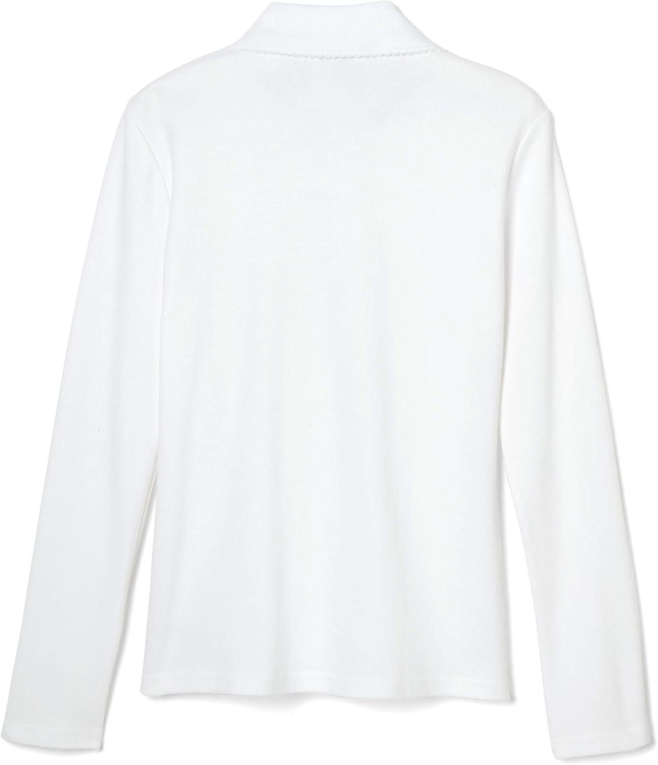 French Toast Girls Plus Size’ Uniform Long Sleeve Polo with Picot Collar (Standard & Plus)(White)
