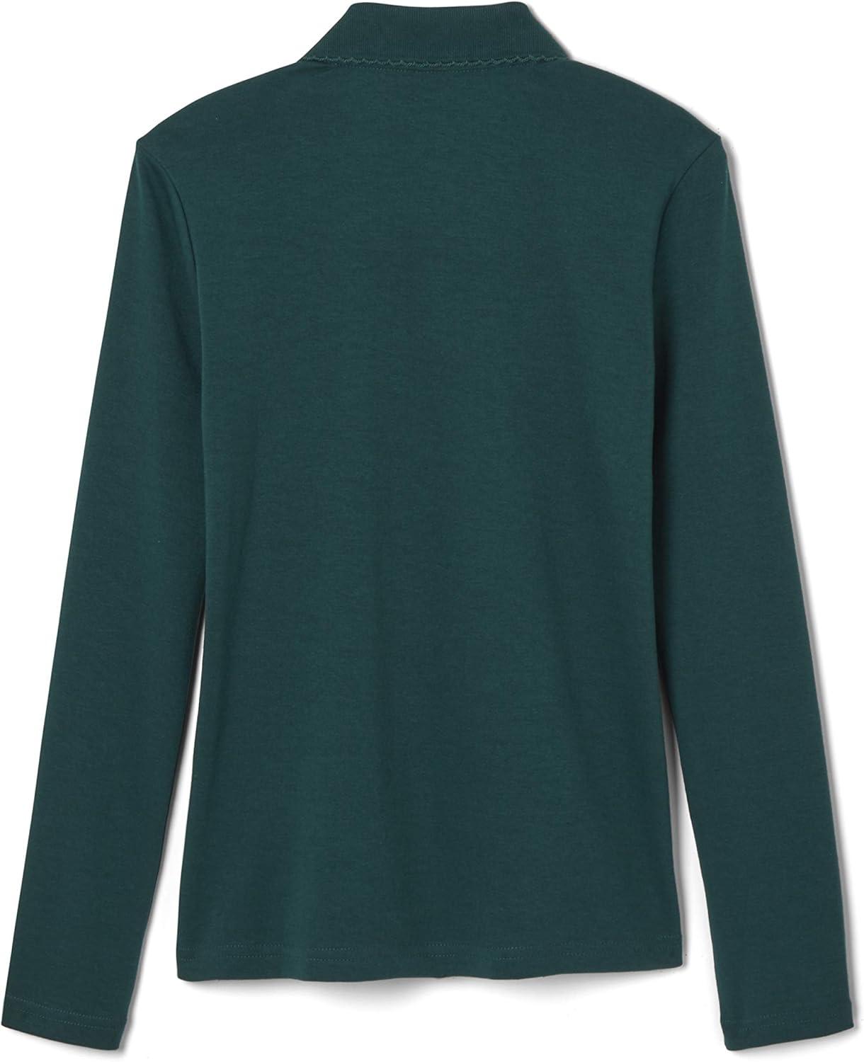 French Toast Girls Plus Size’ Uniform Long Sleeve Polo with Picot Collar (Standard & Plus)(Hunter)