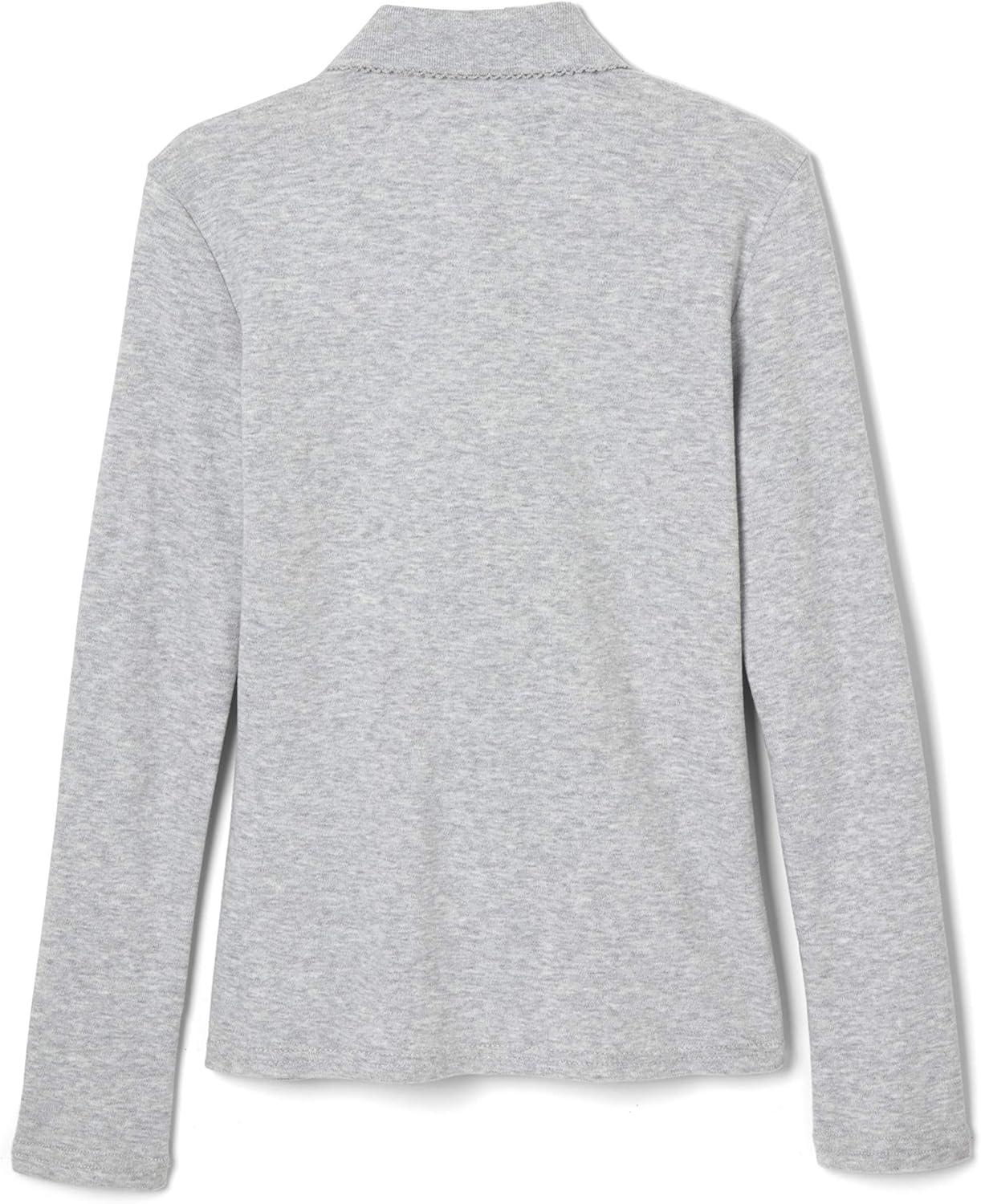 French Toast Girls Plus Size’ Uniform Long Sleeve Polo with Picot Collar (Standard & Plus)(Heather Gray)