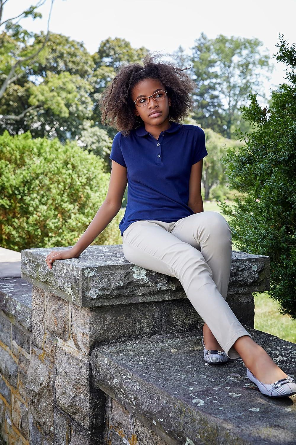 French Toast Girls’ Slim Fit Stretch Twill Pant(Khaki)