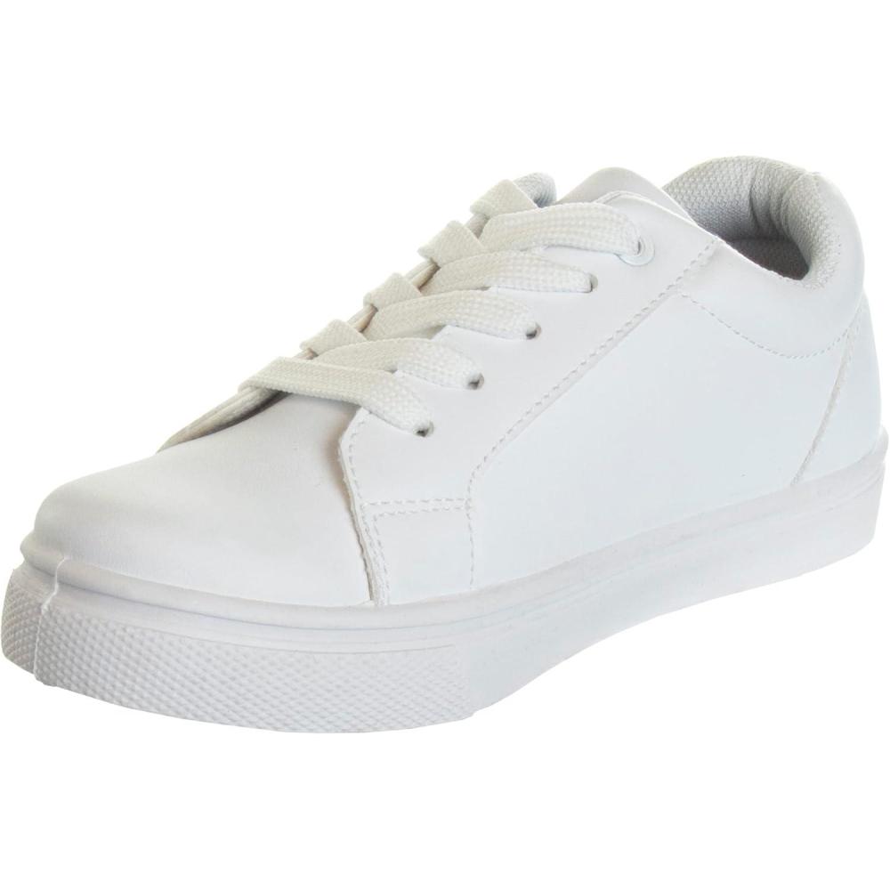 French Toast Boys Girls Shoes -Unisex Athletic Casual Dress Kids School Uniform Loafer Oxford Canvas Tennis Sneakers (White/Black) (Little Kid/Big Kid)(White-2)