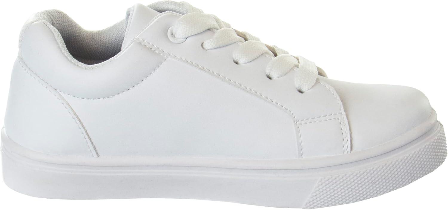 French Toast Boys Girls Shoes -Unisex Athletic Casual Dress Kids School Uniform Loafer Oxford Canvas Tennis Sneakers (White/Black) (Little Kid/Big Kid)(White-2)