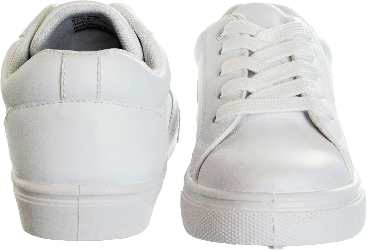 French Toast Boys Girls Shoes -Unisex Athletic Casual Dress Kids School Uniform Loafer Oxford Canvas Tennis Sneakers (White/Black) (Little Kid/Big Kid)(White-2)