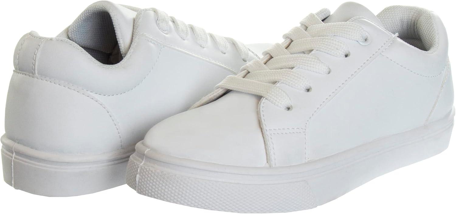 French Toast Boys Girls Shoes -Unisex Athletic Casual Dress Kids School Uniform Loafer Oxford Canvas Tennis Sneakers (White/Black) (Little Kid/Big Kid)(White-2)