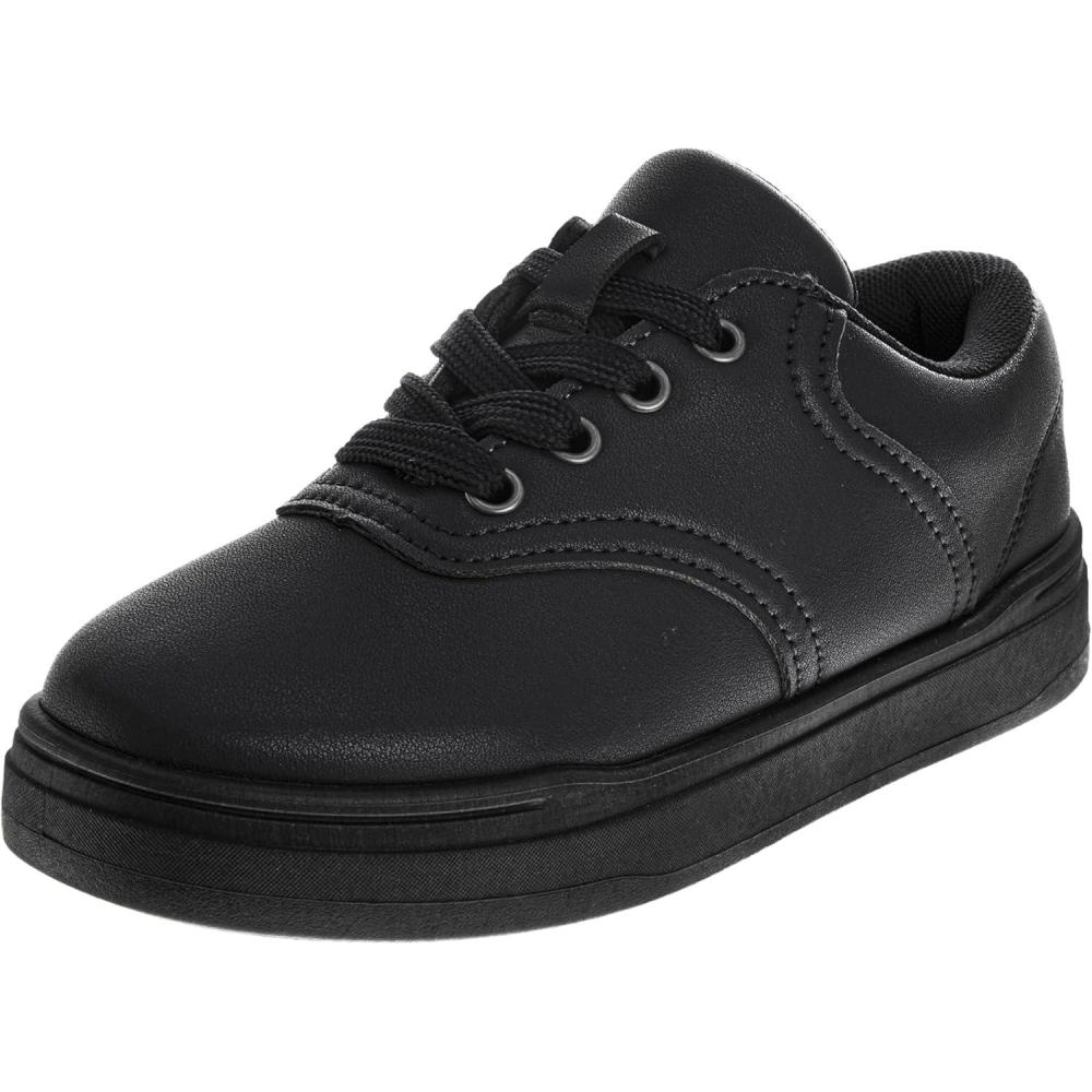 French Toast Kids Oxford Dress Shoes – Lace Up Loafer School Uniform Saddle Shoe for Girls and Boys (Sizes: 11-13 Little Kid / 1-7 Big Kid)(Black)