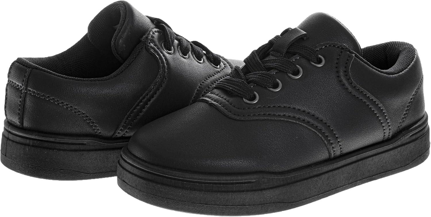 French Toast Kids Oxford Dress Shoes – Lace Up Loafer School Uniform Saddle Shoe for Girls and Boys (Sizes: 11-13 Little Kid / 1-7 Big Kid)(Black)