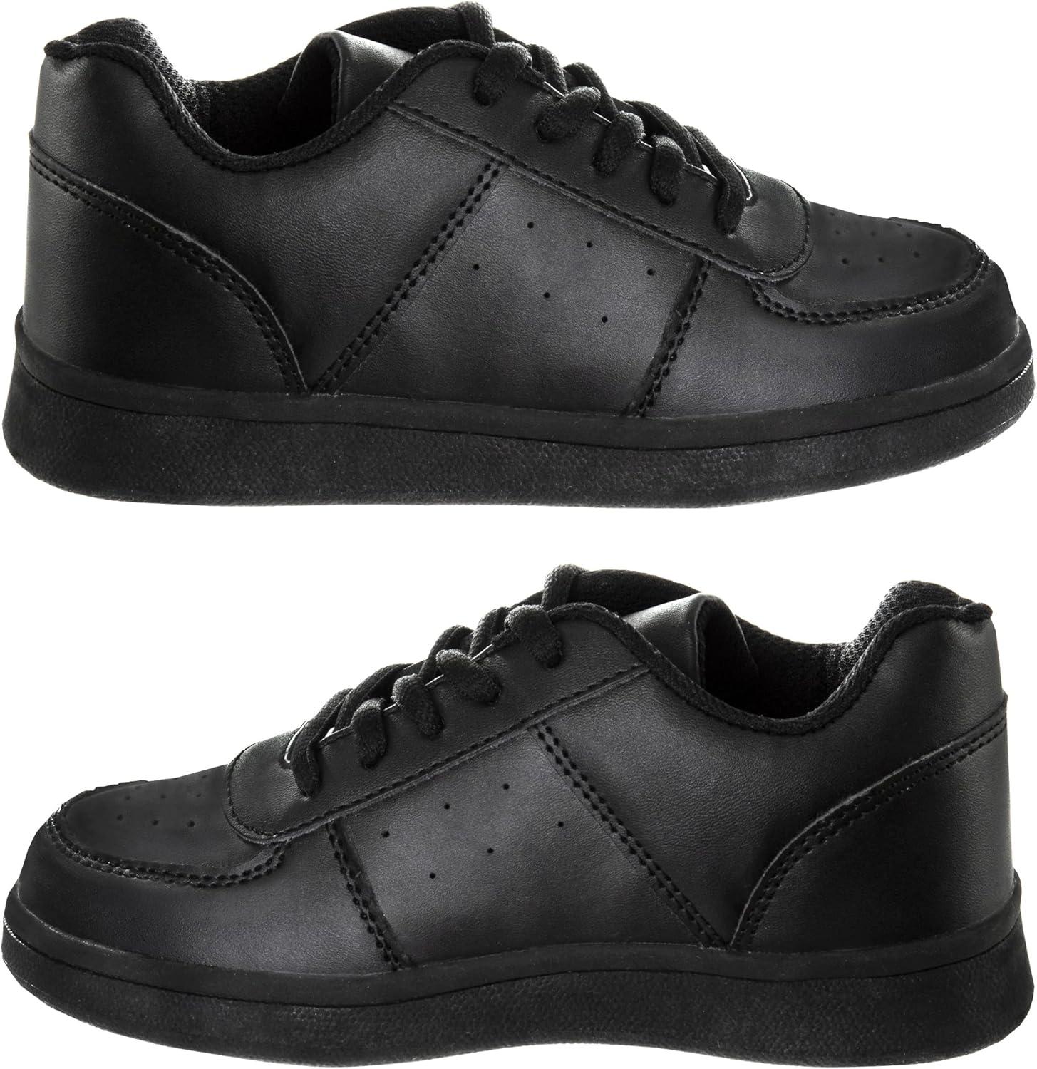 French Toast Boys Girls Shoes -Unisex Athletic Casual Dress Kids School Uniform Loafer Oxford Canvas Tennis Sneakers (White/Black) (Little Kid/Big Kid)(Black)