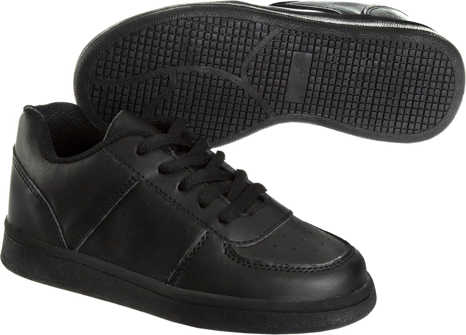 French Toast Boys Girls Shoes -Unisex Athletic Casual Dress Kids School Uniform Loafer Oxford Canvas Tennis Sneakers (White/Black) (Little Kid/Big Kid)(Black)