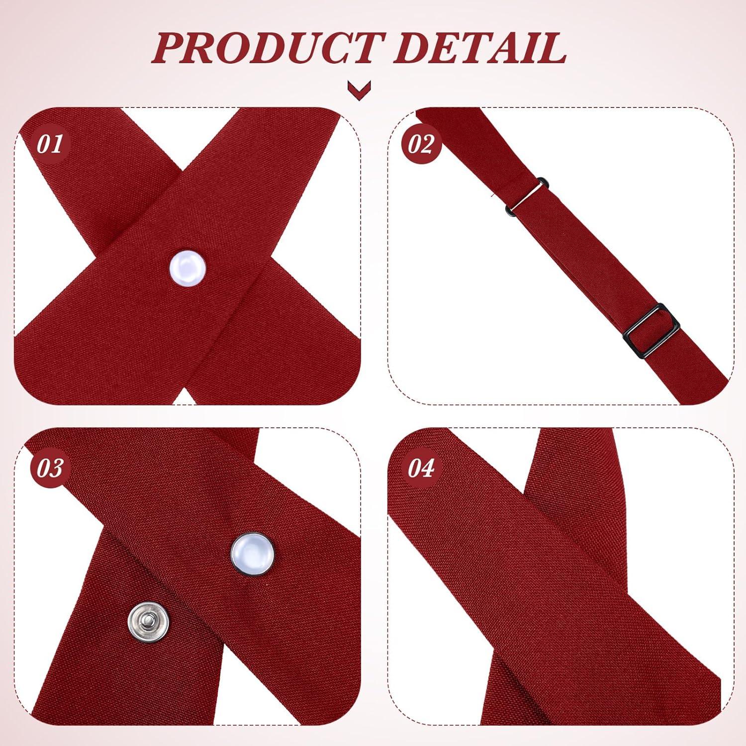 Tarpop 2 Pack French Girls Uniform Tie Cross Adjustable Neck Tie for Girls Back to School Women(Dark Red)