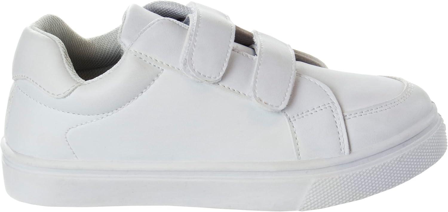 French Toast Boys Girls Shoes -Unisex Athletic Casual Dress Kids School Uniform Loafer Oxford Canvas Tennis Sneakers (White/Black) (Little Kid/Big Kid)(White-3)