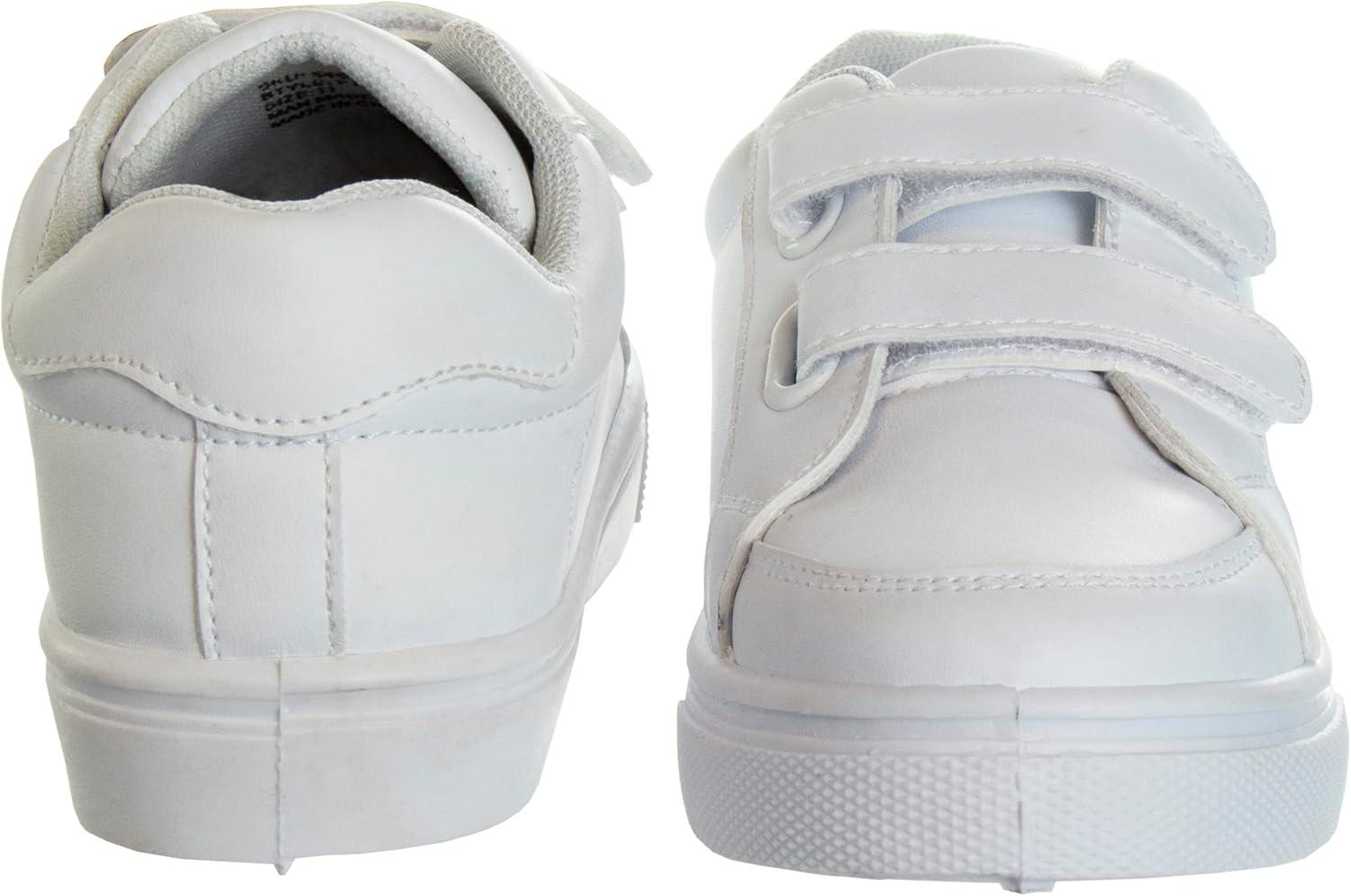 French Toast Boys Girls Shoes -Unisex Athletic Casual Dress Kids School Uniform Loafer Oxford Canvas Tennis Sneakers (White/Black) (Little Kid/Big Kid)(White-3)