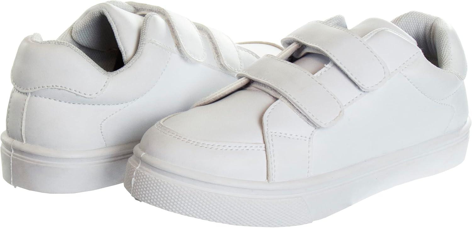 French Toast Boys Girls Shoes -Unisex Athletic Casual Dress Kids School Uniform Loafer Oxford Canvas Tennis Sneakers (White/Black) (Little Kid/Big Kid)(White-3)