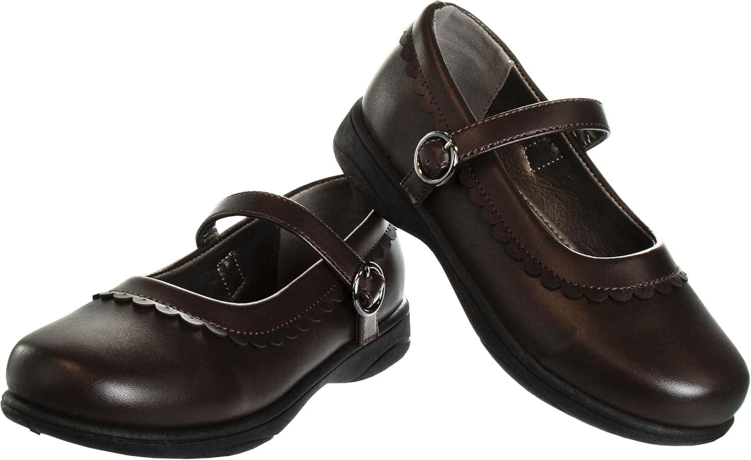 French Toast Girls Mary Jane Shoes Uniform Ballet Flats Dress School Shoes for Girls Size Toddler, Little Kid, Big Kid, Adult(Brown)
