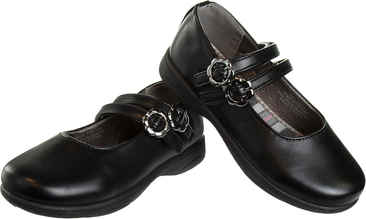 French Toast Girls Mary Jane Shoes Uniform Ballet Flats Dress School Shoes for Girls Size Toddler, Little Kid, Big Kid, Adult(Classic Black Double Flower)