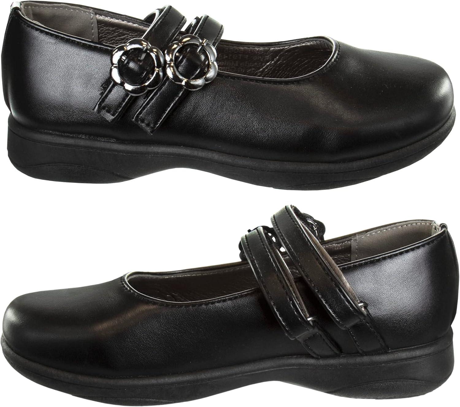 French Toast Girls Mary Jane Shoes Uniform Ballet Flats Dress School Shoes for Girls Size Toddler, Little Kid, Big Kid, Adult(Classic Black Double Flower)