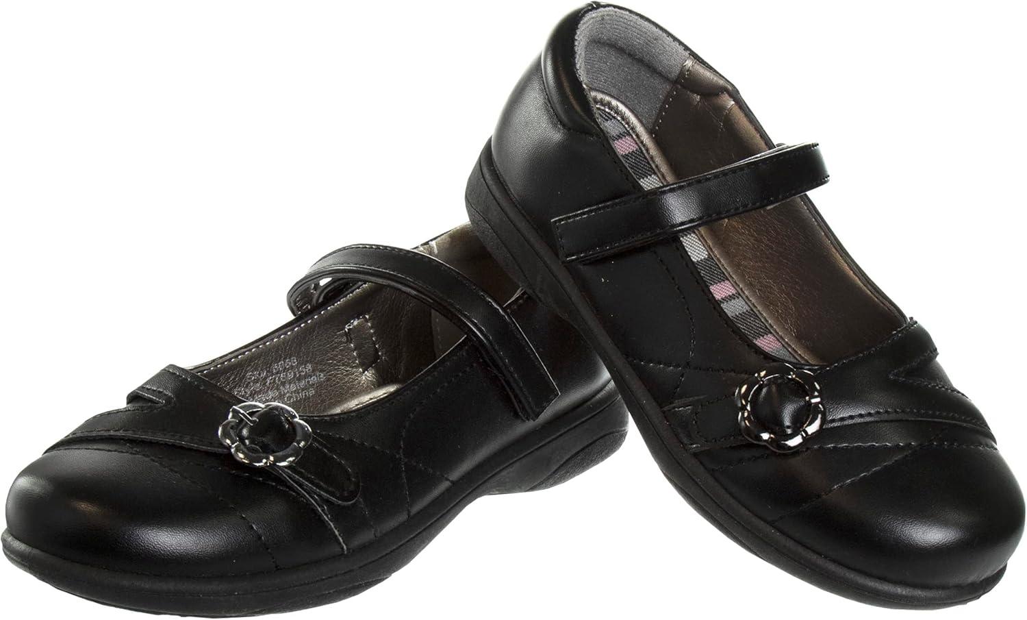 French Toast Girls Mary Jane Shoes Uniform Ballet Flats Dress School Shoes for Girls Size Toddler, Little Kid, Big Kid, Adult(Classic Black Flower)