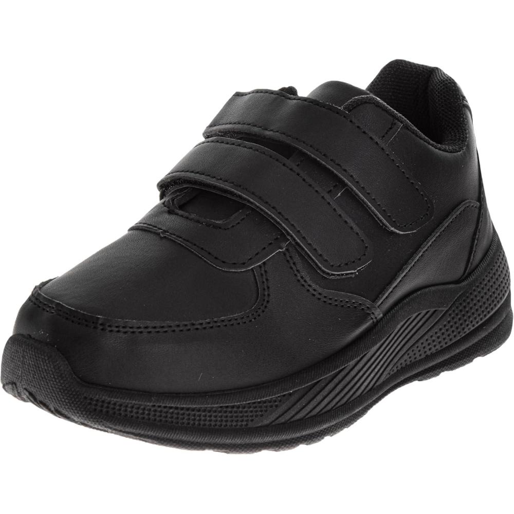 French Toast Boys Shoes – Kids Oxford School Uniform Loafer Church Dress Shoes Slip-On Faux-Leather (Toddler-Big Kid) (Black)(Black – Dual Straps)