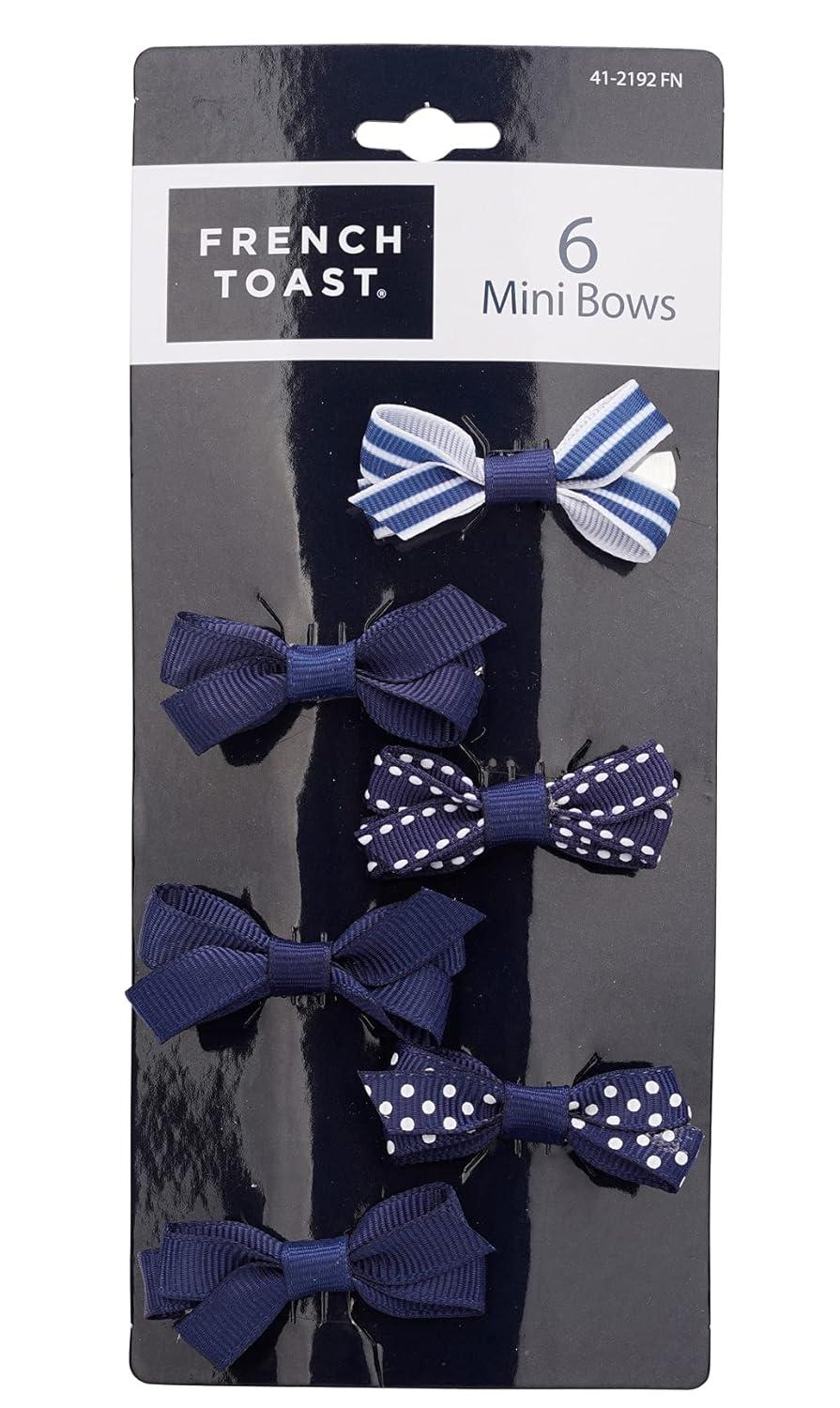 French Toast Kid’s School Uniform Bow Clips, Headband and Ponytail Holders, 4-pack, Navy Blue & White, One Size