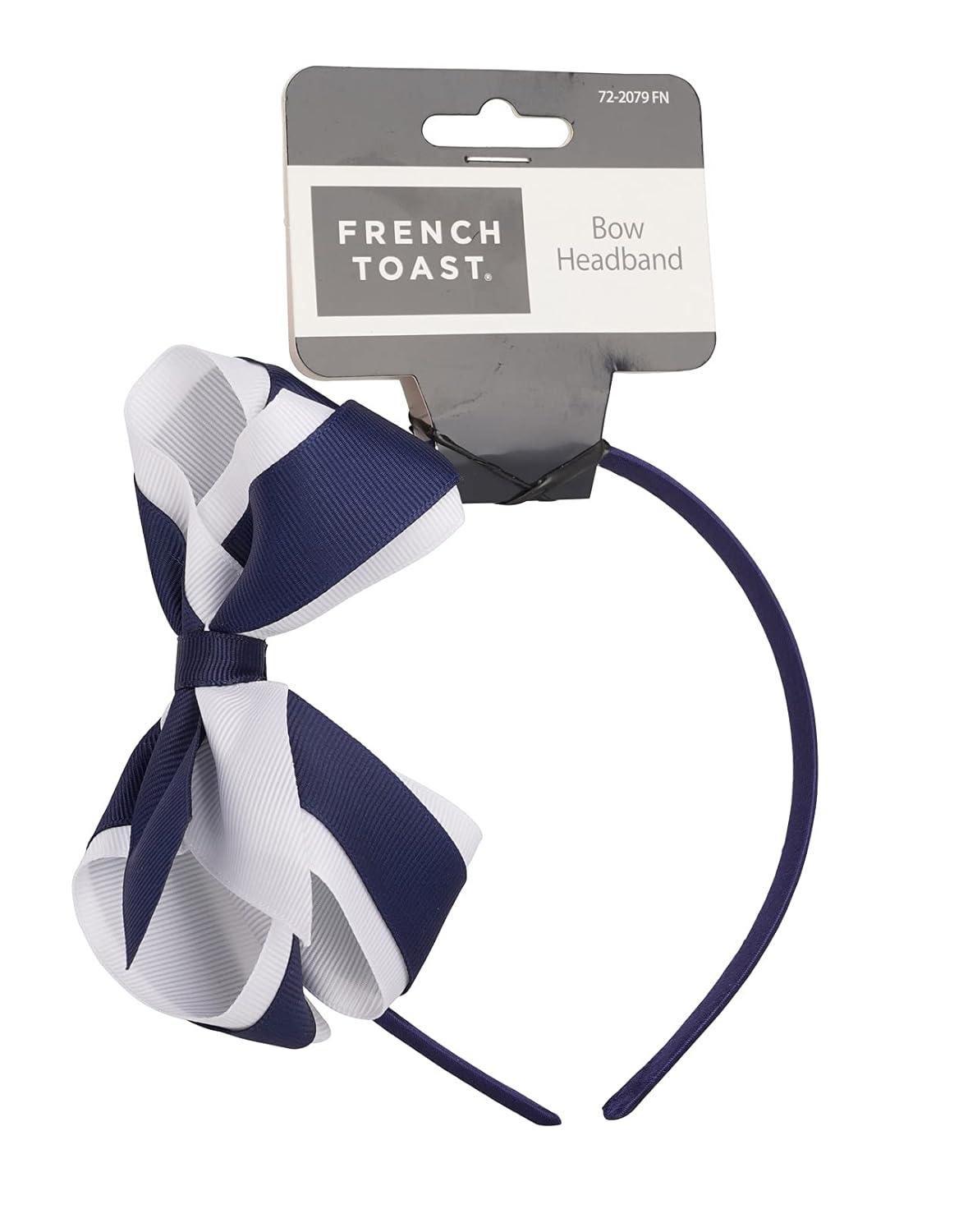 French Toast Kid’s School Uniform Bow Clips, Headband and Ponytail Holders, 4-pack, Navy Blue & White, One Size