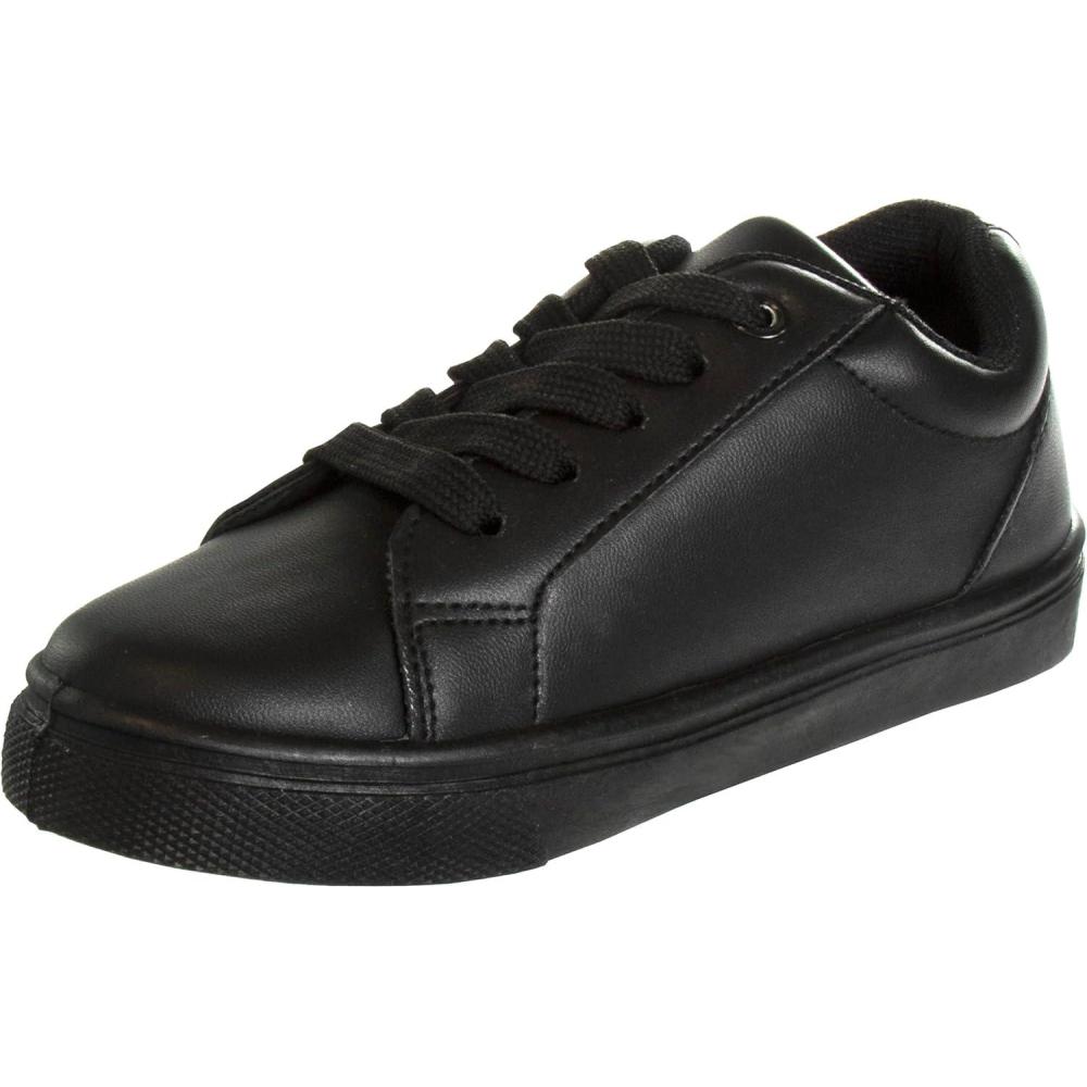 French Toast Boys Girls Shoes -Unisex Athletic Casual Dress Kids School Uniform Loafer Oxford Canvas Tennis Sneakers (White/Black) (Little Kid/Big Kid)(Black-2)