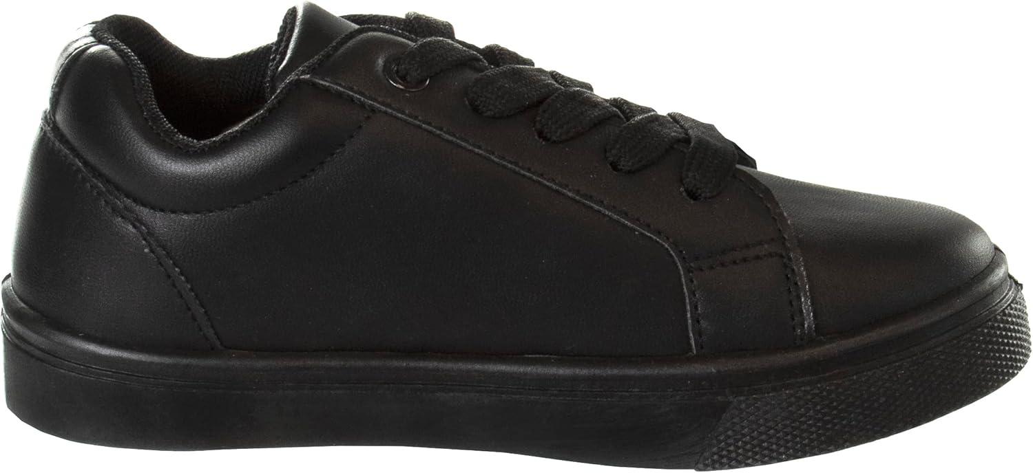 French Toast Boys Girls Shoes -Unisex Athletic Casual Dress Kids School Uniform Loafer Oxford Canvas Tennis Sneakers (White/Black) (Little Kid/Big Kid)(Black-2)