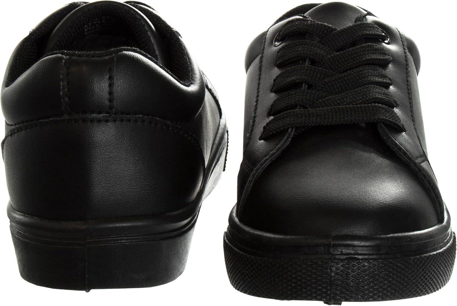 French Toast Boys Girls Shoes -Unisex Athletic Casual Dress Kids School Uniform Loafer Oxford Canvas Tennis Sneakers (White/Black) (Little Kid/Big Kid)(Black-2)