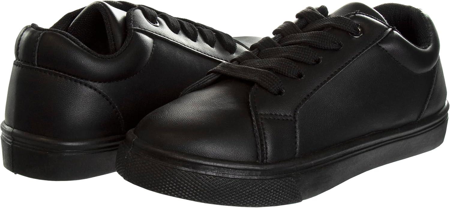 French Toast Boys Girls Shoes -Unisex Athletic Casual Dress Kids School Uniform Loafer Oxford Canvas Tennis Sneakers (White/Black) (Little Kid/Big Kid)(Black-2)