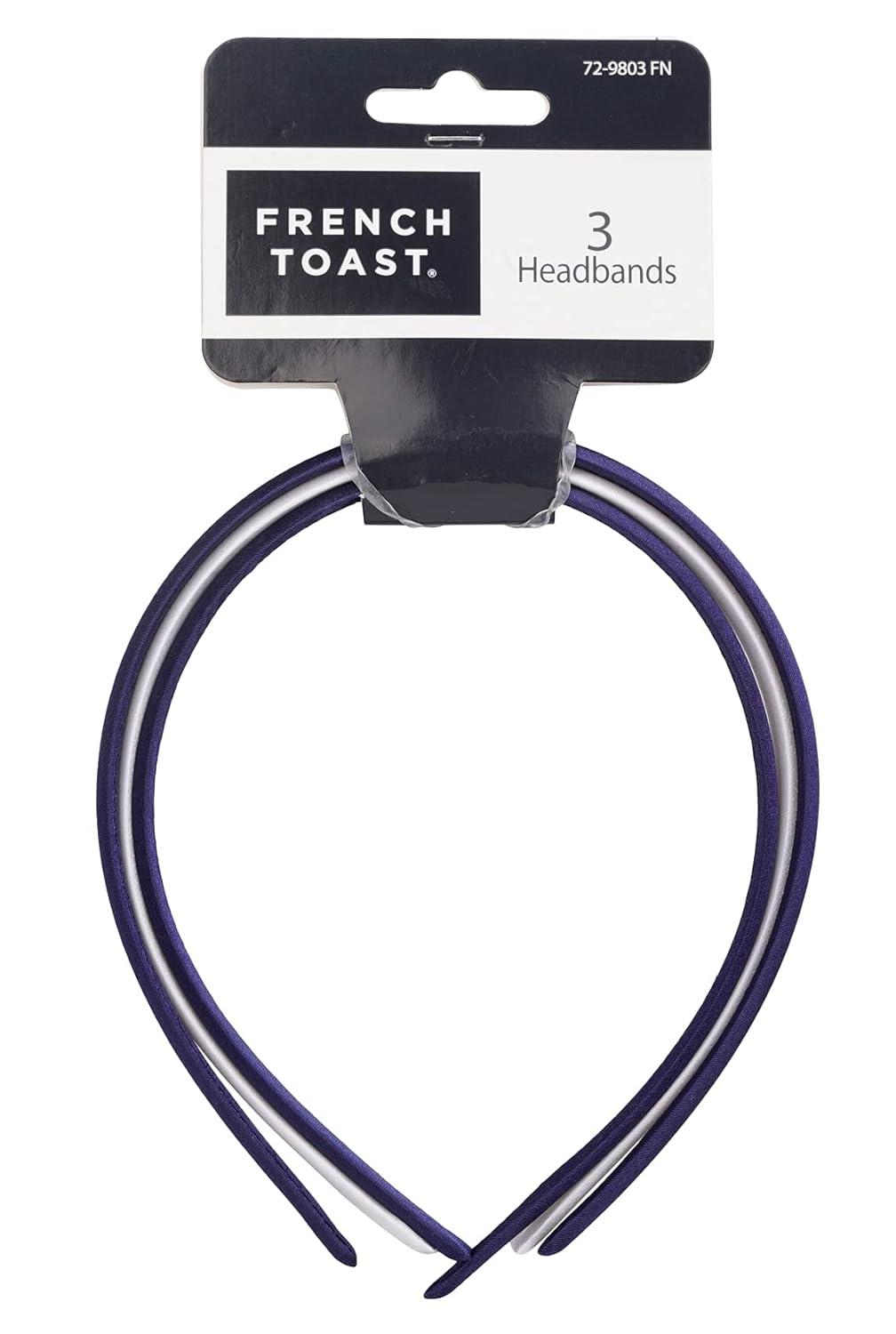 French Toast Kid’s School Uniform Assorted Hair Accessories, Navy Blue & White, One Size
