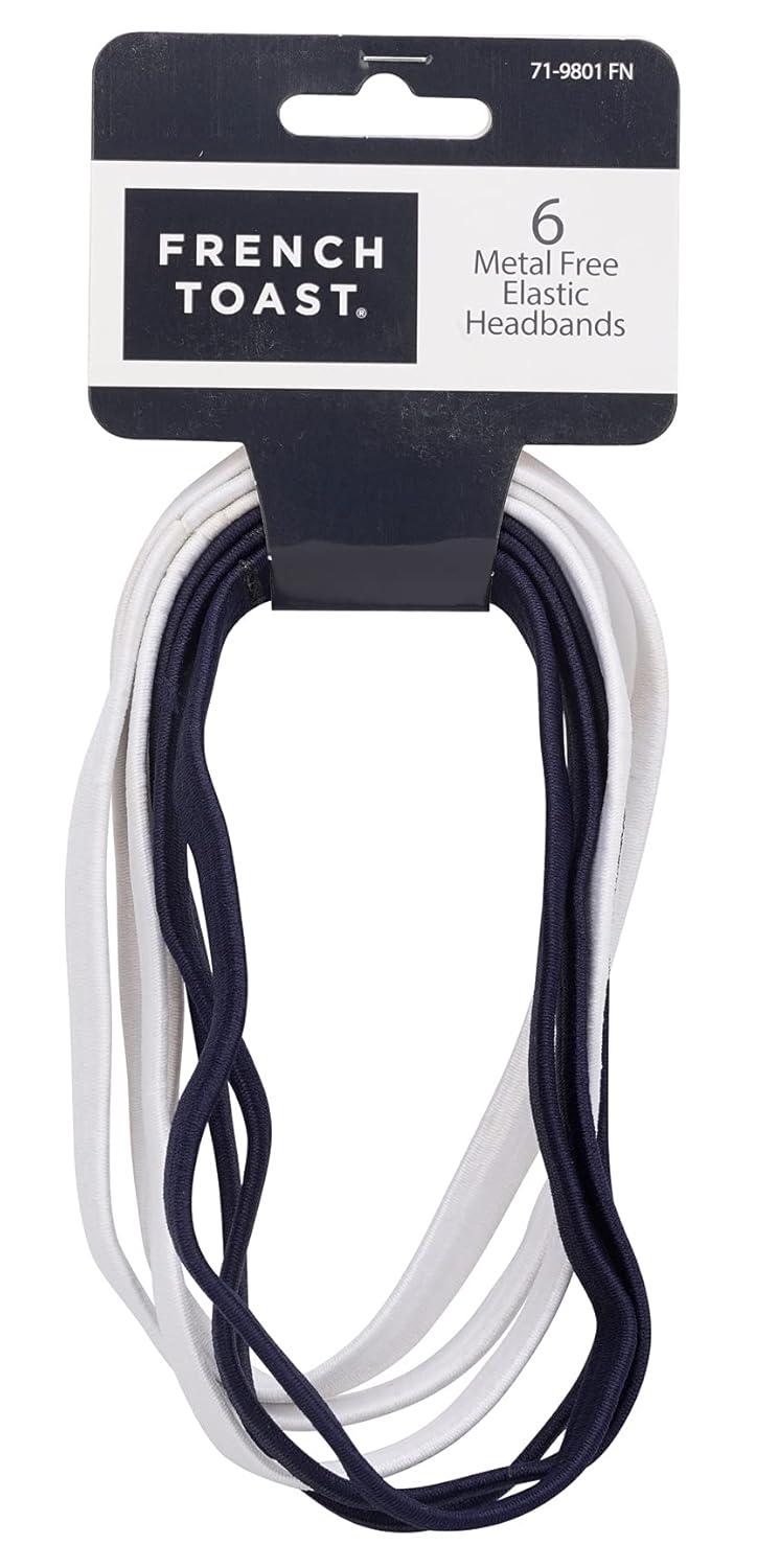 French Toast Kid’s School Uniform Assorted Hair Accessories, Navy Blue & White, One Size