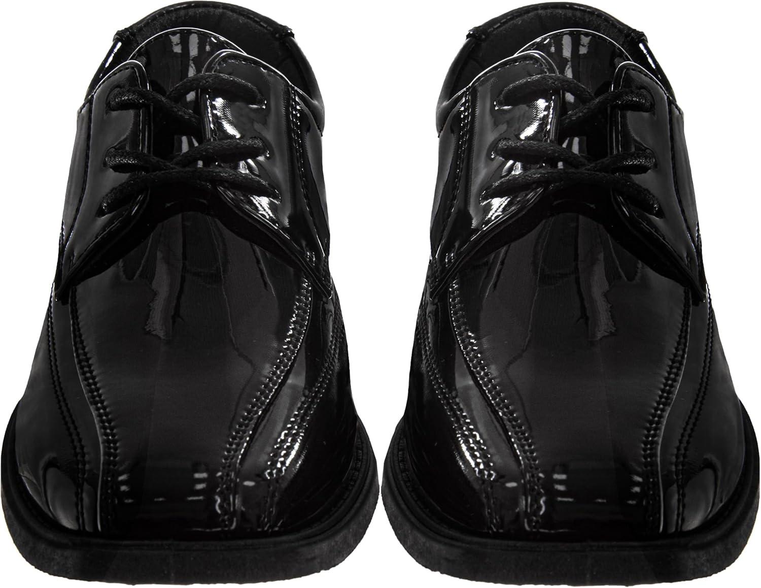 French Toast Boys Dress Shoes – Classic Lace-Up Oxford Casual Dress Formal Shoes – Black (Size 7 Toddler – Size 6 Big Kid)(Black Patent)