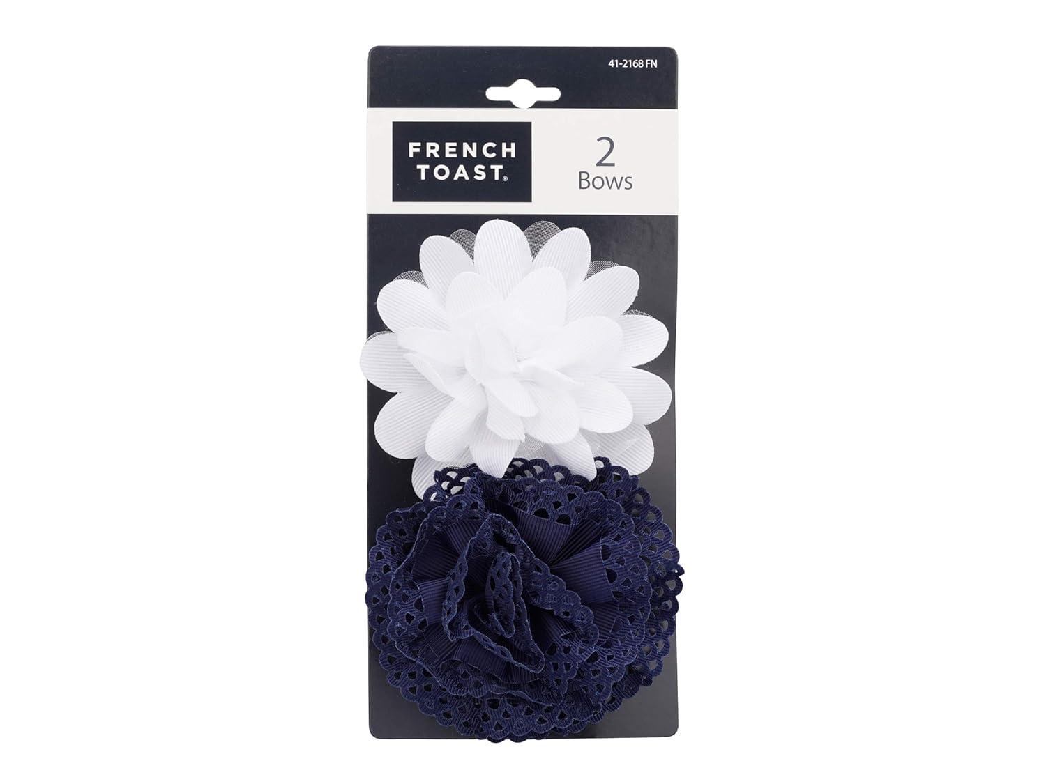French Toast Girl’s School Uniform Bow Clips and Headband, 4-pack, Navy