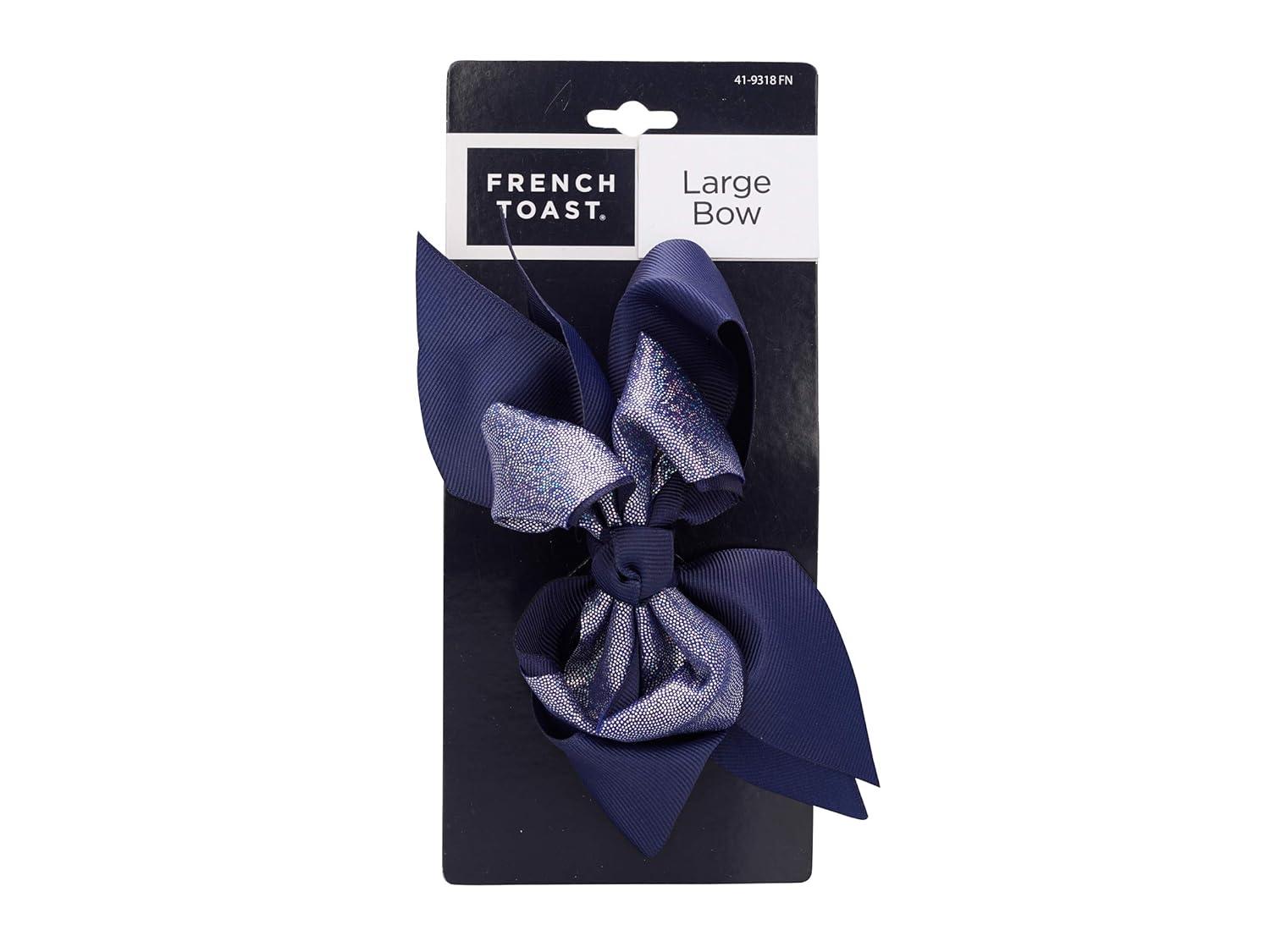 French Toast Girl’s School Uniform Bow Clips and Headband, 4-pack, Navy