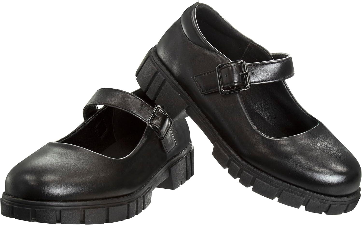 French Toast Girls Round Toe Ankle Strap Maryjane School Shoes – Mary Jane Chunky Platform Oxford Dress Shoe Pumps – Black/Navy/Brown (Size 12-5 Little Kid/Big Kid)(Black)