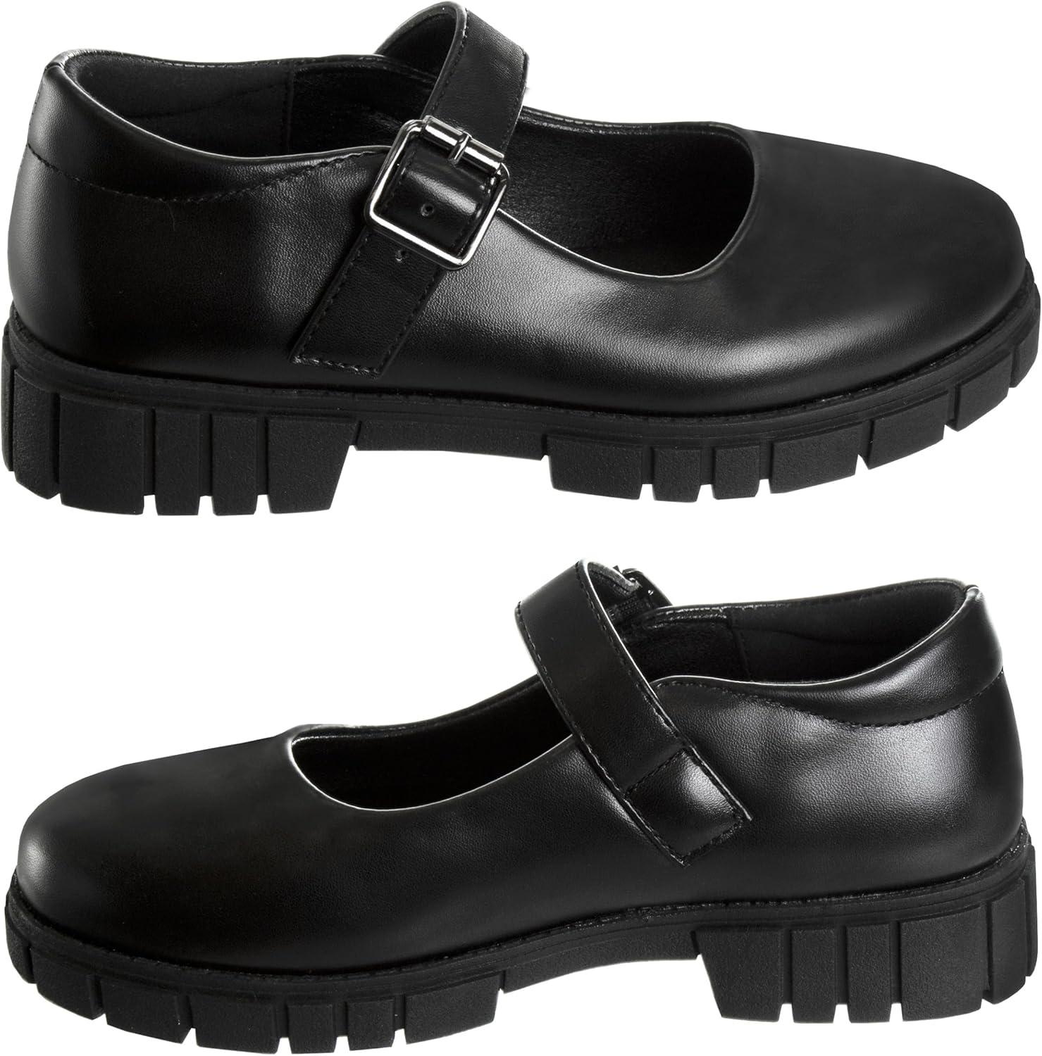 French Toast Girls Round Toe Ankle Strap Maryjane School Shoes – Mary Jane Chunky Platform Oxford Dress Shoe Pumps – Black/Navy/Brown (Size 12-5 Little Kid/Big Kid)(Black)