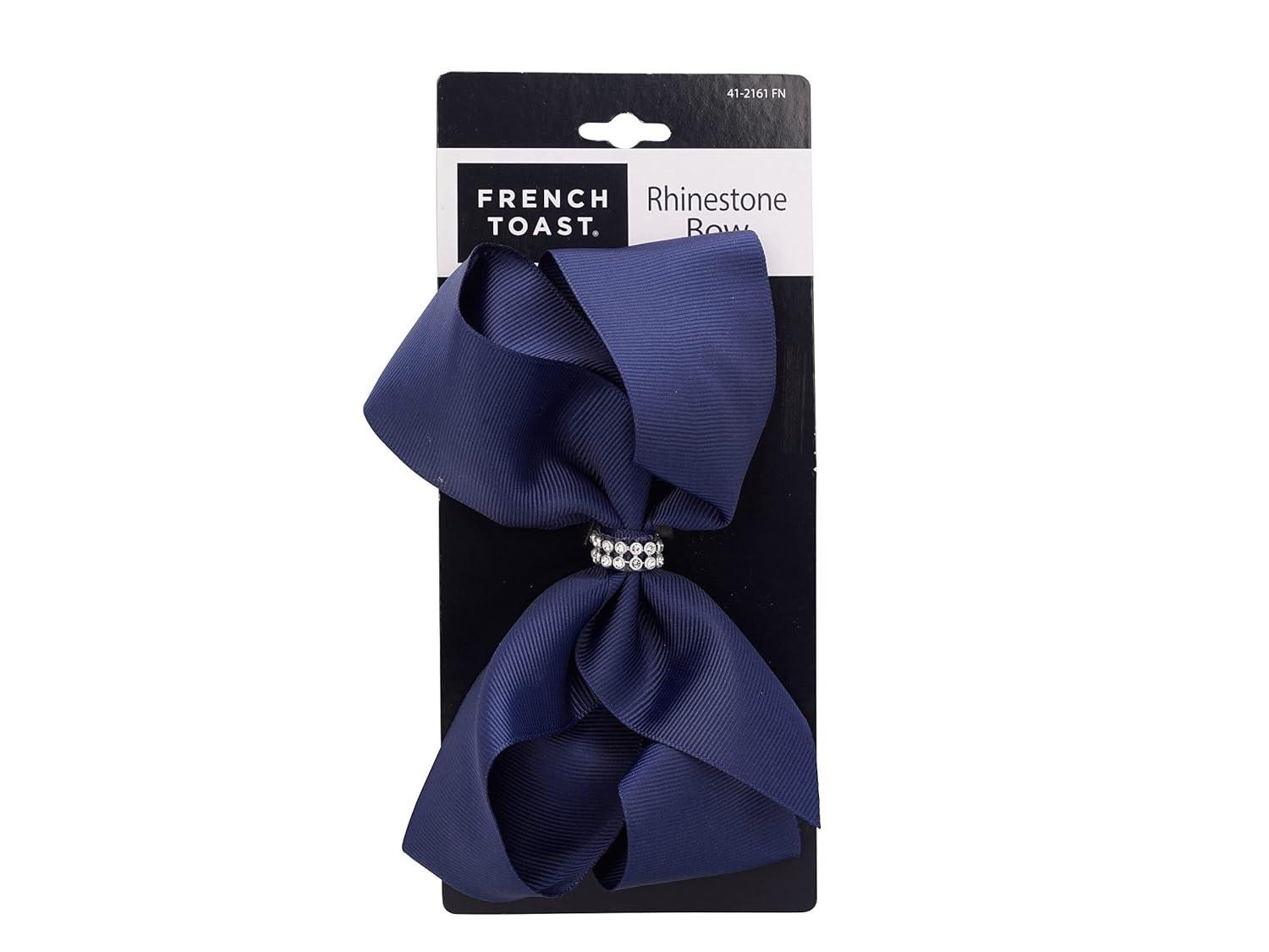 French Toast Girl’s School Uniform Bow Hair Accessories, Navy, 4-pack