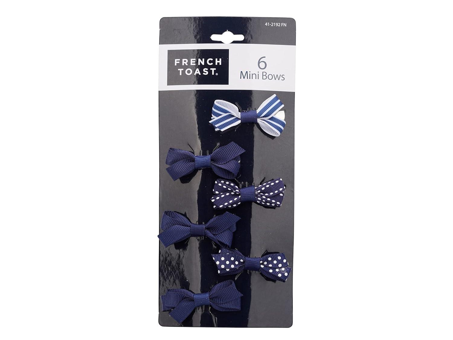 French Toast Girl’s School Uniform Bow Hair Accessories, Navy, 4-pack