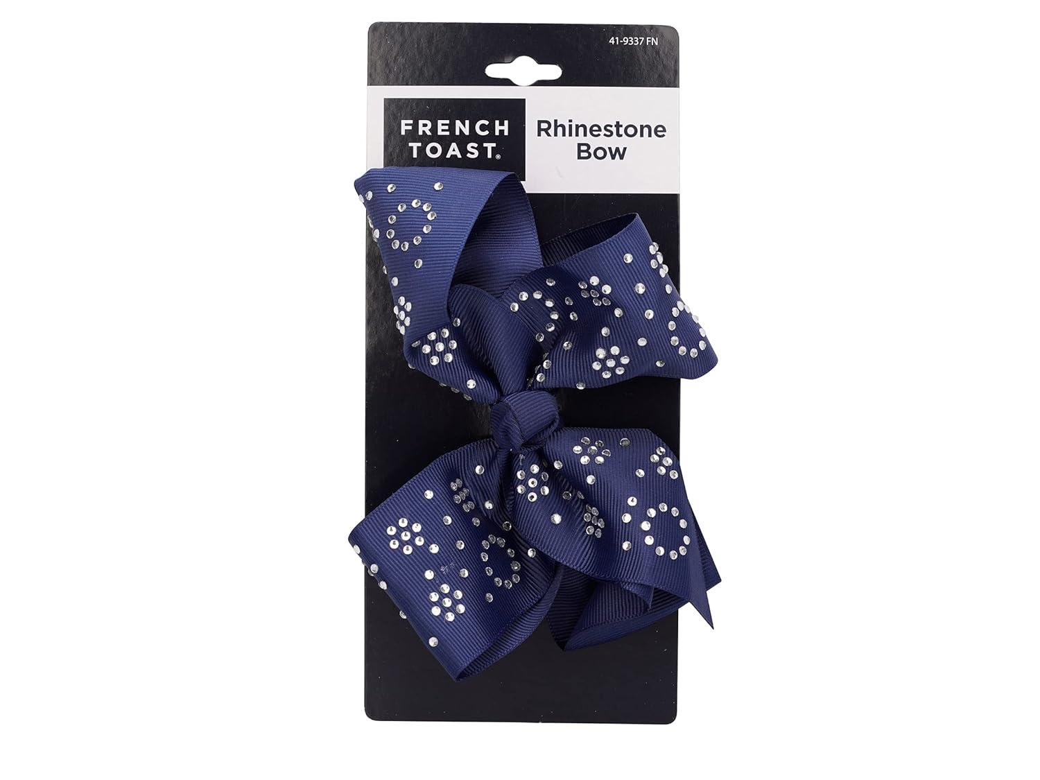 French Toast Girl’s School Uniform Bow Hair Accessories, Navy, 4-pack