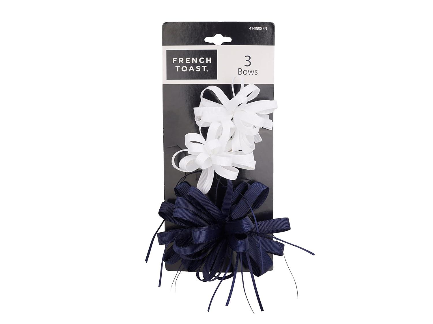 French Toast Girl’s School Uniform Bow Hair Accessories, Navy, 4-pack