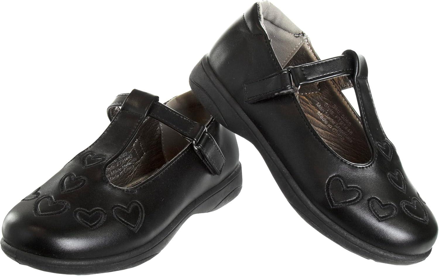 French Toast Girls Mary Jane Shoes Uniform Ballet Flats Dress School Shoes for Girls Size Toddler, Little Kid, Big Kid, Adult(Black Heart)