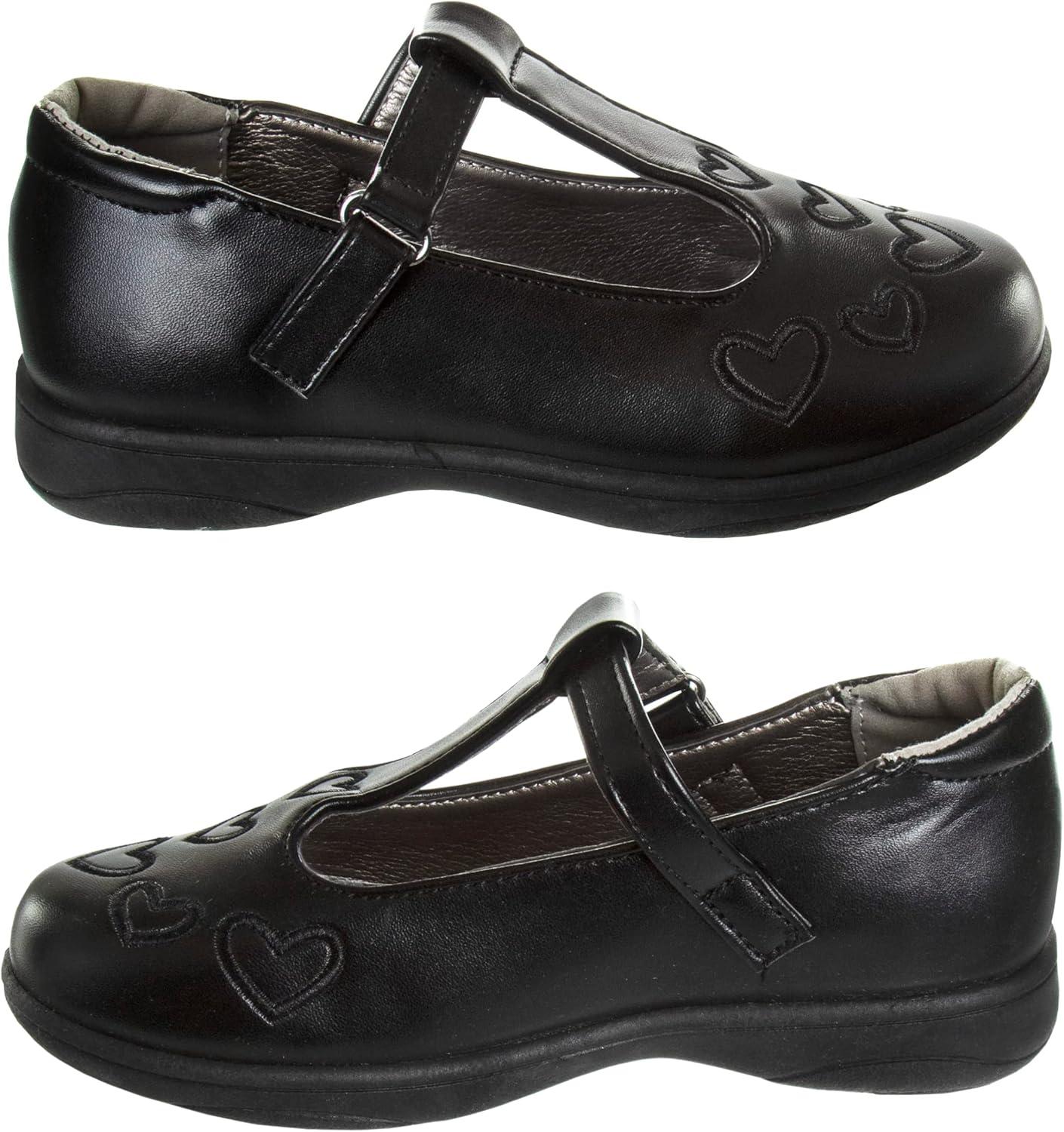 French Toast Girls Mary Jane Shoes Uniform Ballet Flats Dress School Shoes for Girls Size Toddler, Little Kid, Big Kid, Adult(Black Heart)