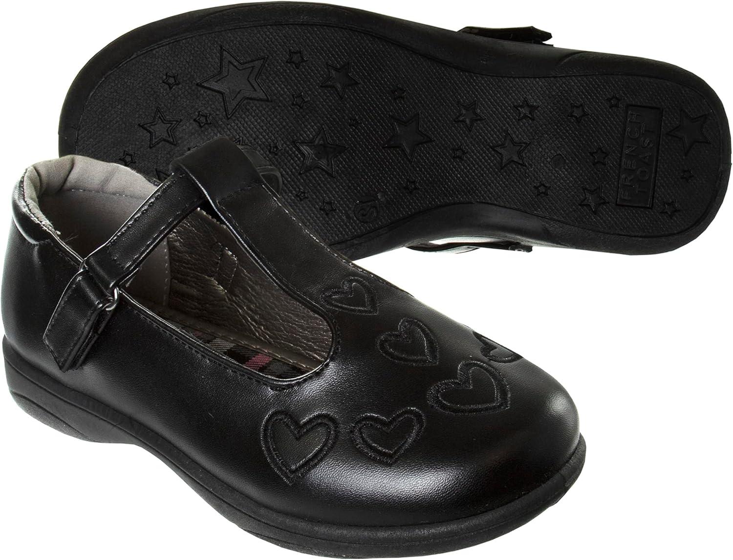French Toast Girls Mary Jane Shoes Uniform Ballet Flats Dress School Shoes for Girls Size Toddler, Little Kid, Big Kid, Adult(Black Heart)