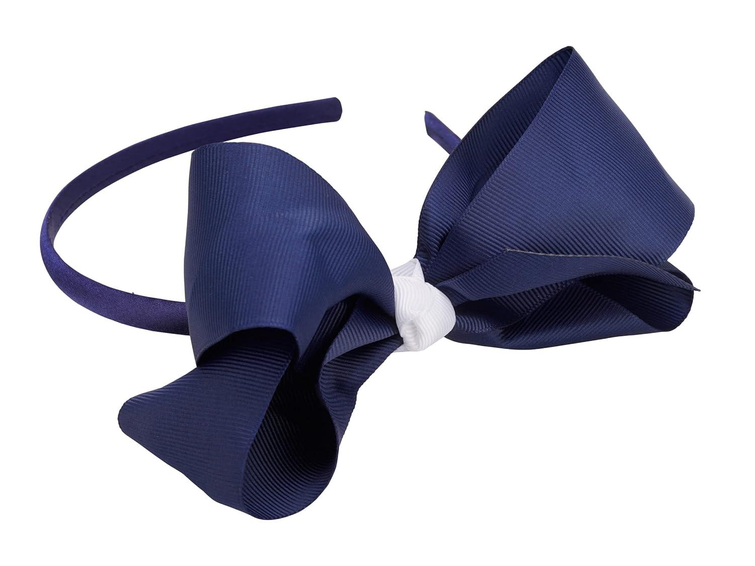 French Toast Kid’s School Uniform Headbands, 4-pack, Navy Blue & White, One Size