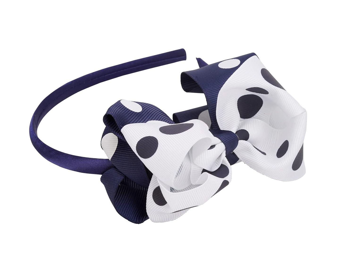 French Toast Kid’s School Uniform Headbands, 4-pack, Navy Blue & White, One Size
